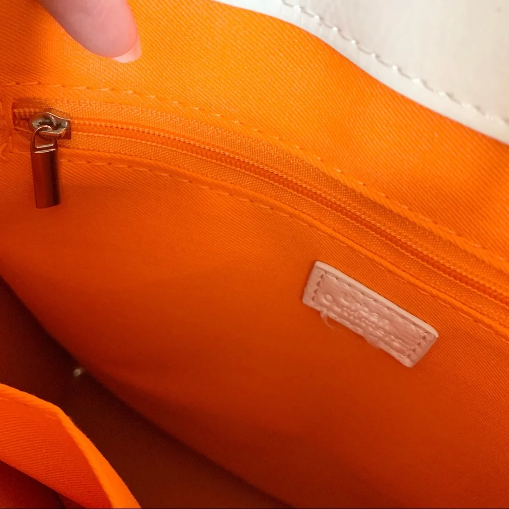 White patent minimal sporty tote bag